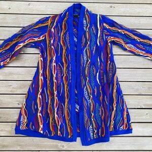 90sVintage COOGI Roomy S Small Wool Knitted Sweater Swing Coat Australia LikeNew